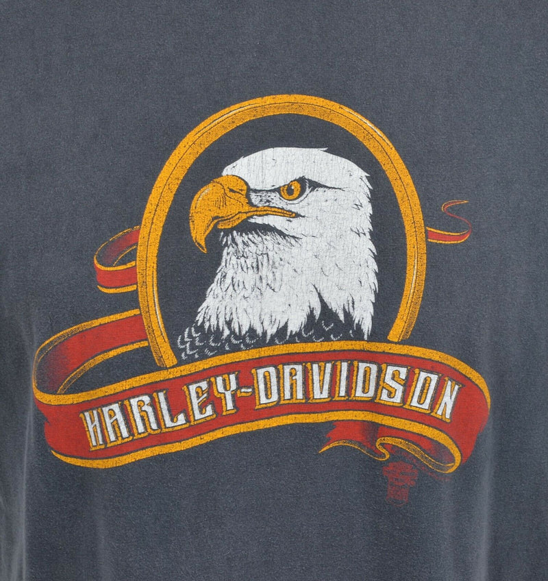 Vintage 1983 Harley-Davidson Men's Sz XL Eagle Graphic Alaska Cut-Off T-Shirt