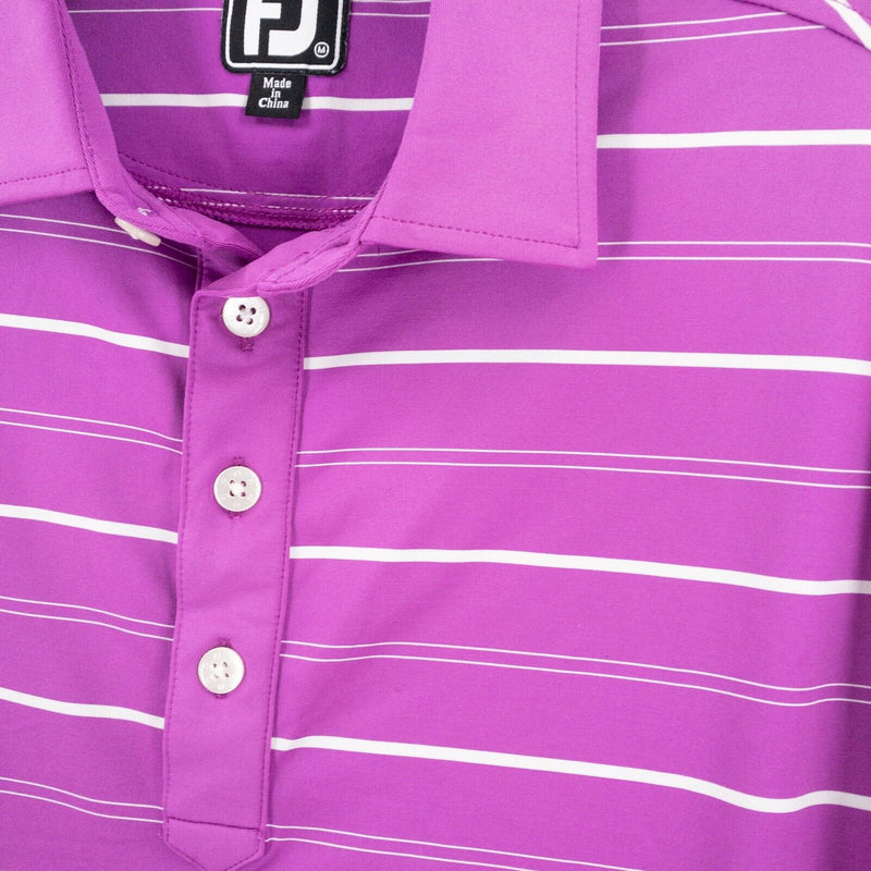 FootJoy Athletic Fit Medium Golf Shirt Mens Polo Purple Striped Wicking Biltmore