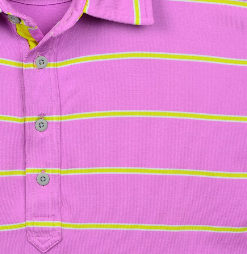 Zero Restriction Men's Sz Large Tour Series Pink Striped Golf Polo Shirt