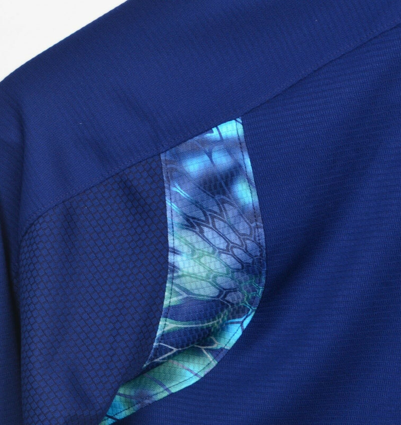 HUK Performance Men's XL Fishing Navy Blue Ocean Scales 1/4 Zip Activewear Top