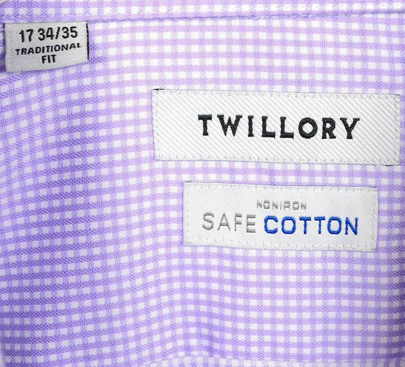 Twillory Men's 17 34/35 Traditional Purple Check Non-Iron SafeCotton Dress Shirt