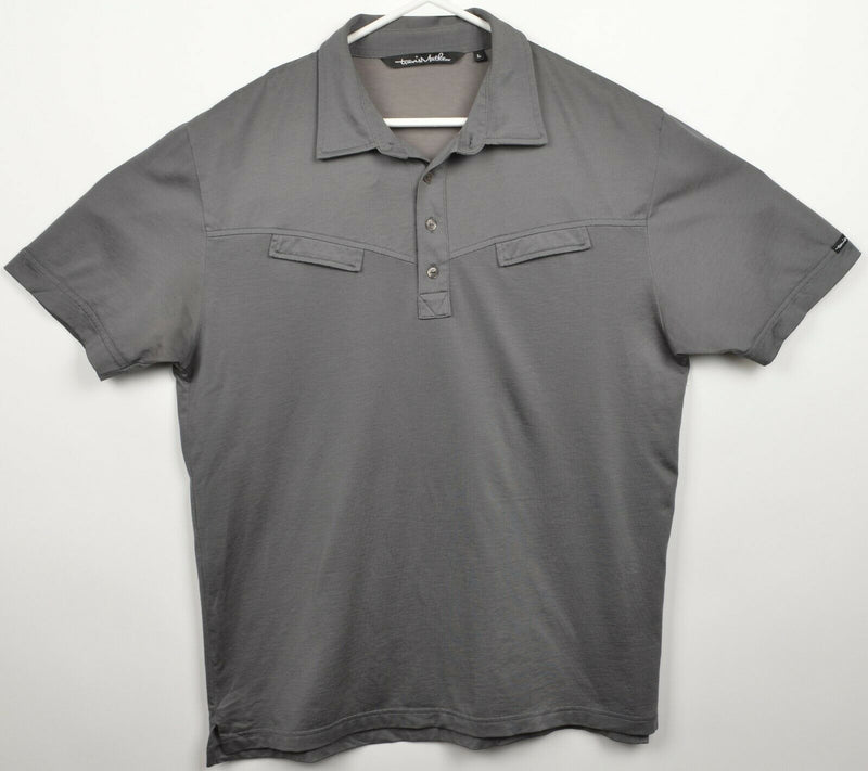 Travis Mathew Men's Large Solid Gray Pocket Pima Cotton Poly Golf Polo Shirt