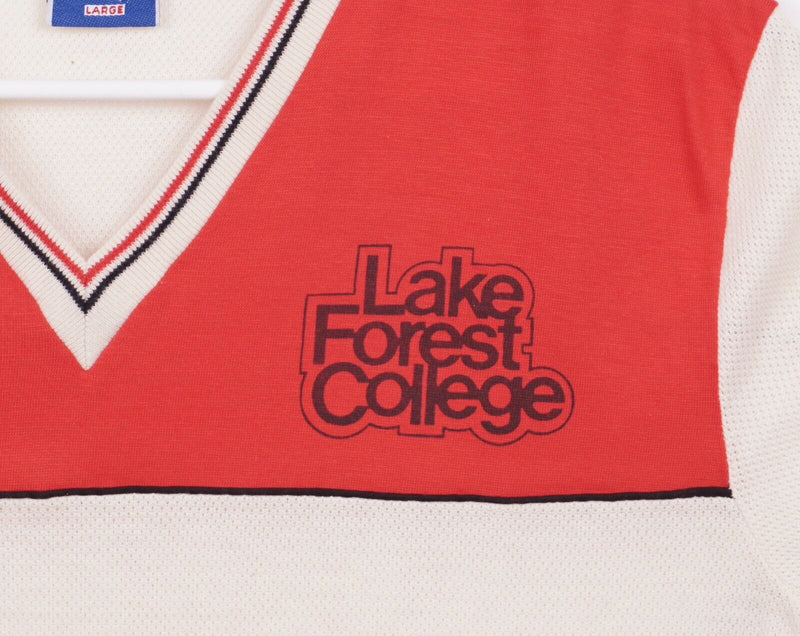 Vtg 80s Champion Men's Sz Large Lake Forest College Short Sleeve Sweater Shirt