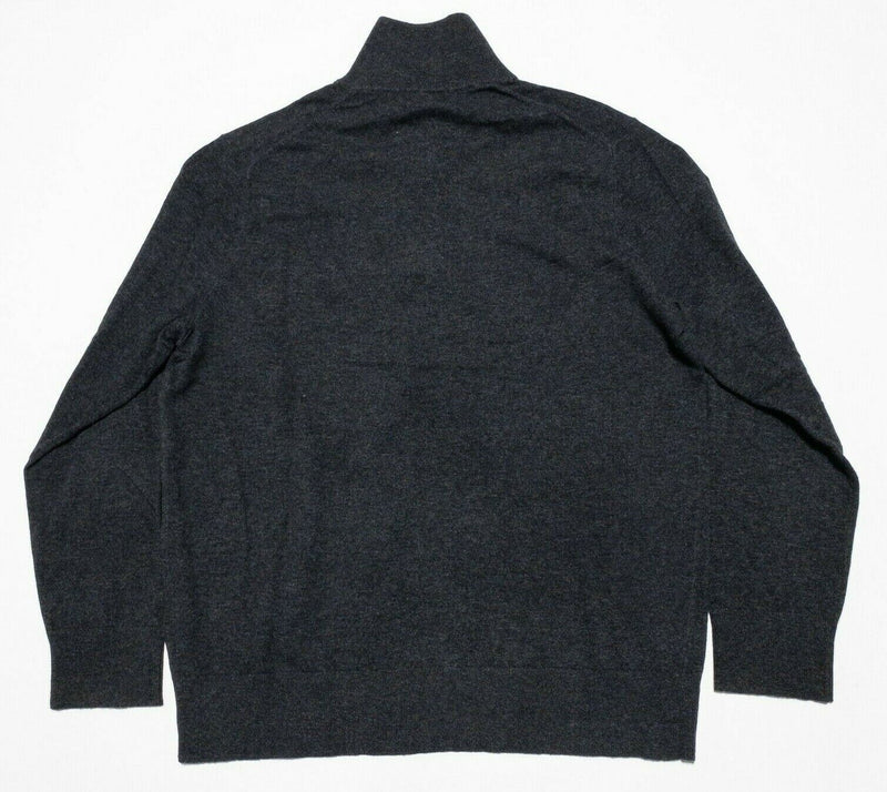 Banana Republic Men XL Merino Wool Blend Dark Gray Snap Collar Pullover Sweater