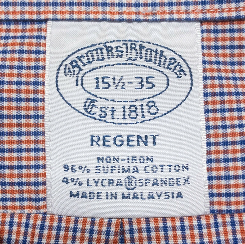 Brooks Brothers Men's 15.5-35 Non-Iron Orange Blue Check Regent Dress Shirt