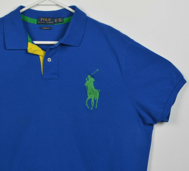 Polo Ralph Lauren Men's XL Custom Fit Big Pony Embroidered Blue Polo Shirt