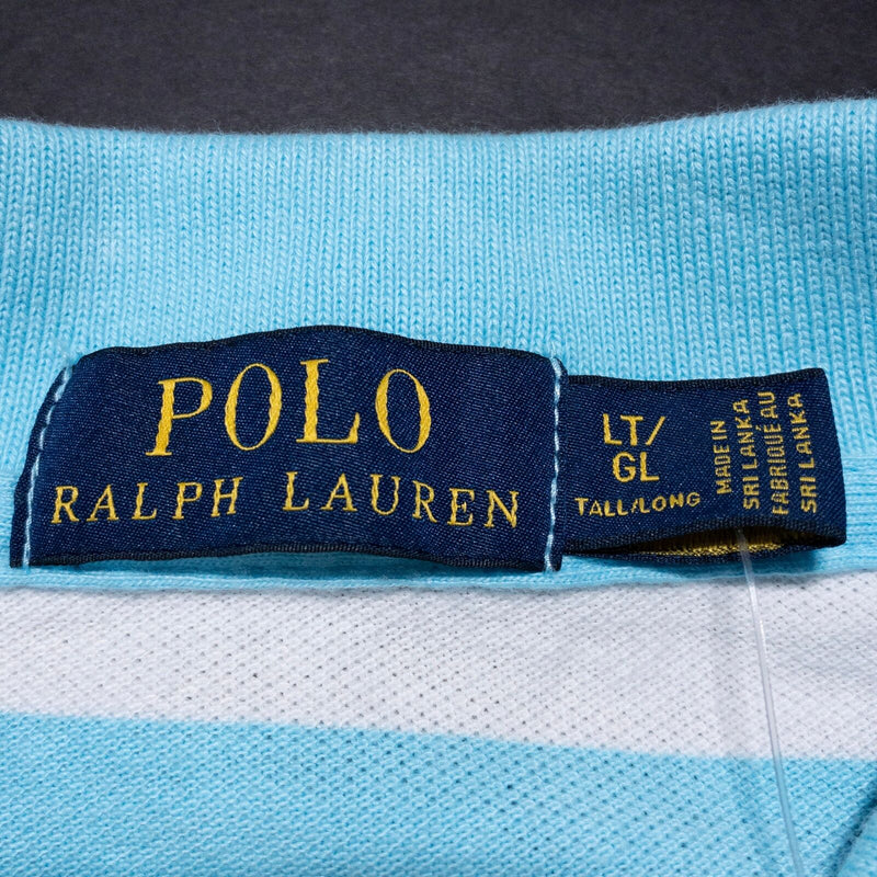 Polo Ralph Lauren Polo Shirt Men's LT Large Tall Aqua Blue Striped