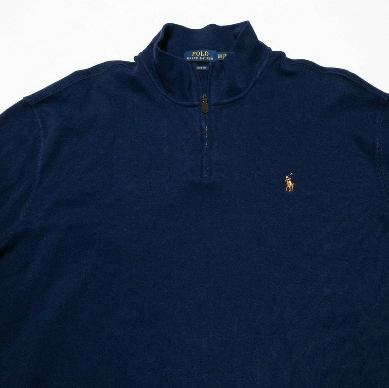 Polo Ralph Lauren Sweater Men's 2XL Estate Rib 1/4 Zip Navy Blue Pullover