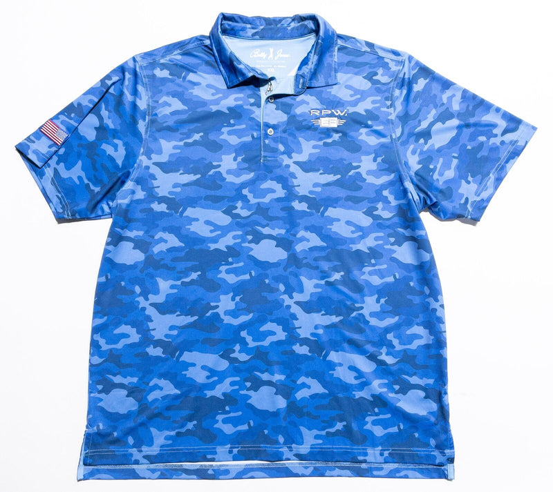 Bobby Jones Camo Golf Polo 2XL Men's Shirt Wicking Stretch Blue Camouflage