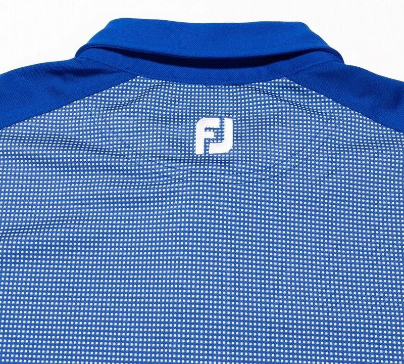 FootJoy XXL Golf Shirt Mens Polo Blue Two-Tone Polka Dot Wicking Performance 2XL