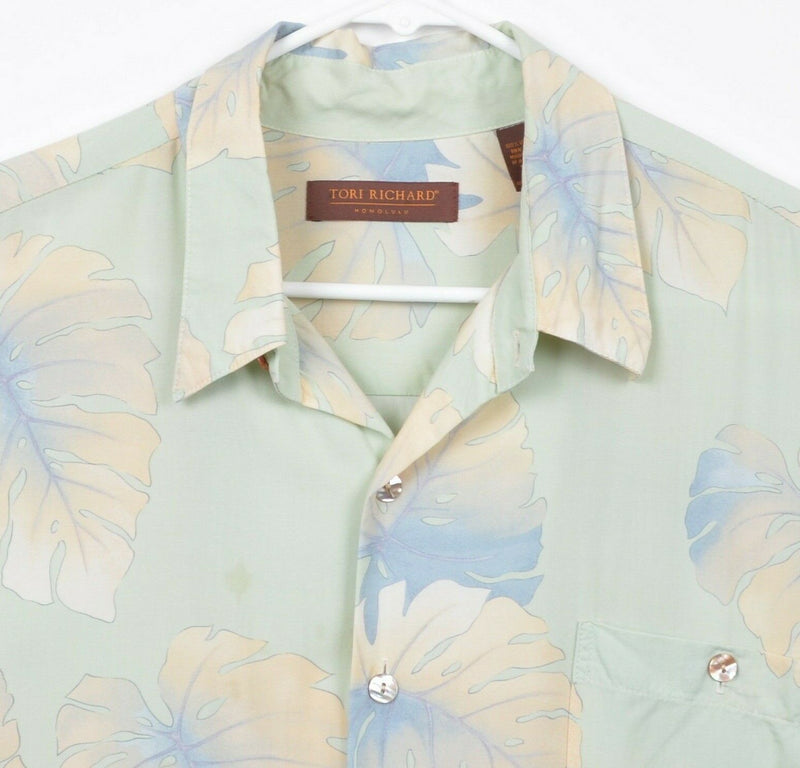 Vtg Tori Richard Men's Sz XL 100% Viscose Floral Green USA Hawaiian Shirt