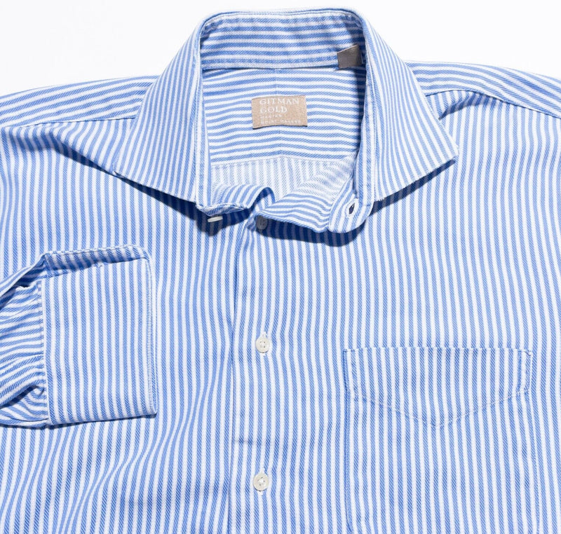Gitman Bros. Vintage Shirt Men's 16.5-35 Blue Striped Long Sleeve USA