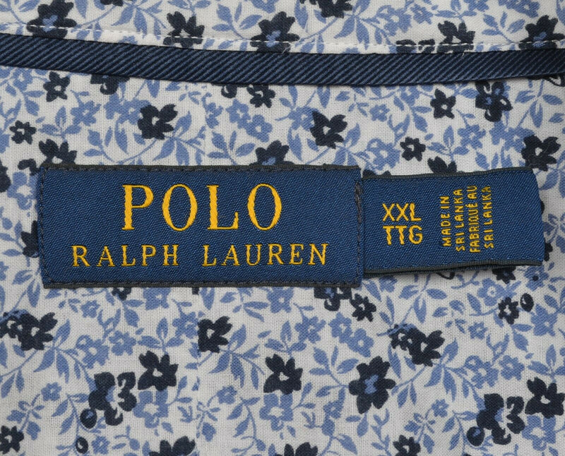 Polo Ralph Lauren Men's 2XL Floral White Navy Blue Button-Front Shirt