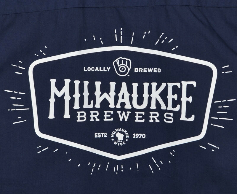 Milwaukee Brewers Men's Sz Medium? Brewmaster Miller Beer Navy Blue Work Shirt