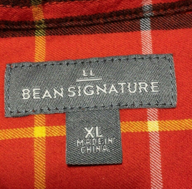 L.L. Bean Signature Flannel Shirt Red/Orange Plaid Button-Front Men's XL