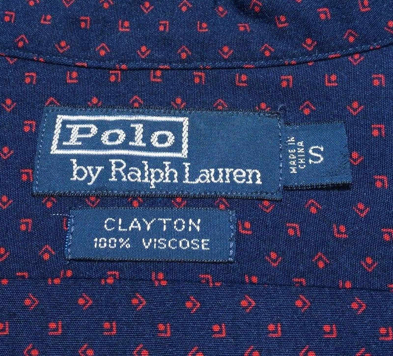 Polo Ralph Lauren Clayton Camp Shirt Small Men's Hawaiian 90s Navy Red Viscose