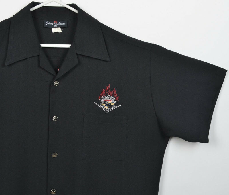 Johnny Suede Men's XL Cadillac Flame Dice Black Retro Camp Rockabilly Shirt