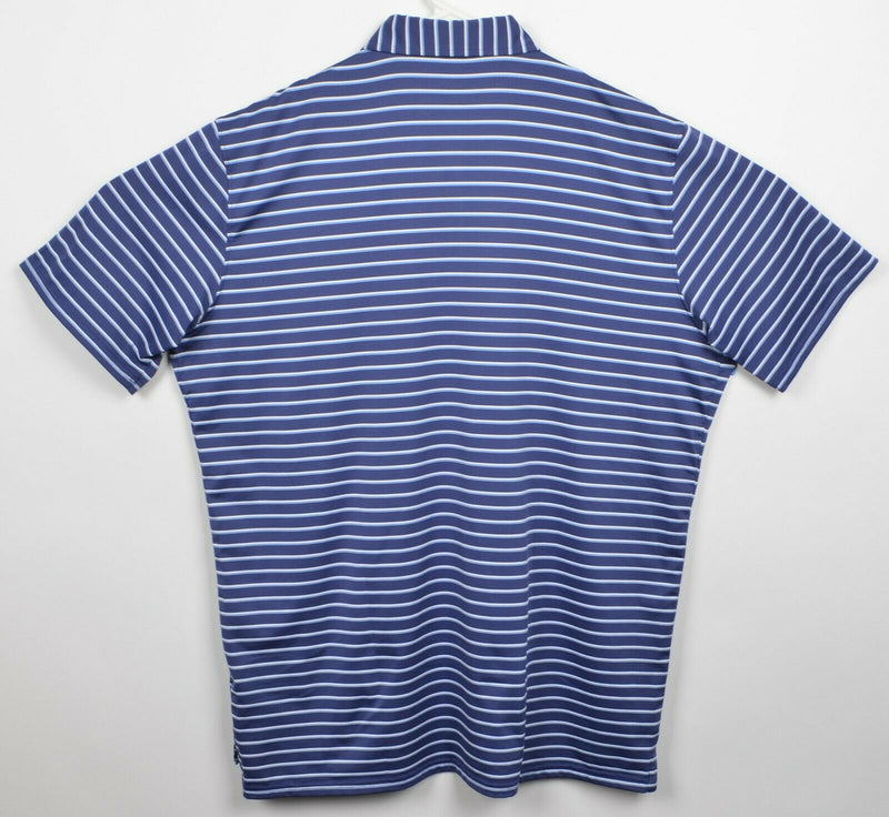 Holderness & Bourne Men's Large Tailored Navy Striped Polyester Golf Polo Shirt