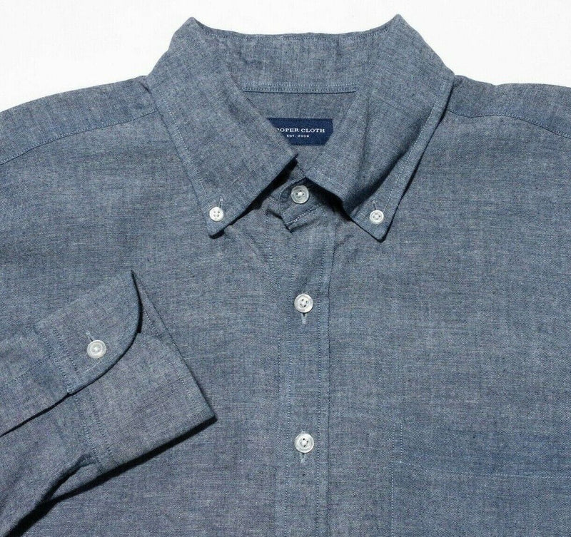 Proper Cloth Shirt Men's Fits Large Blue Chambray Long Sleeve Button-Down