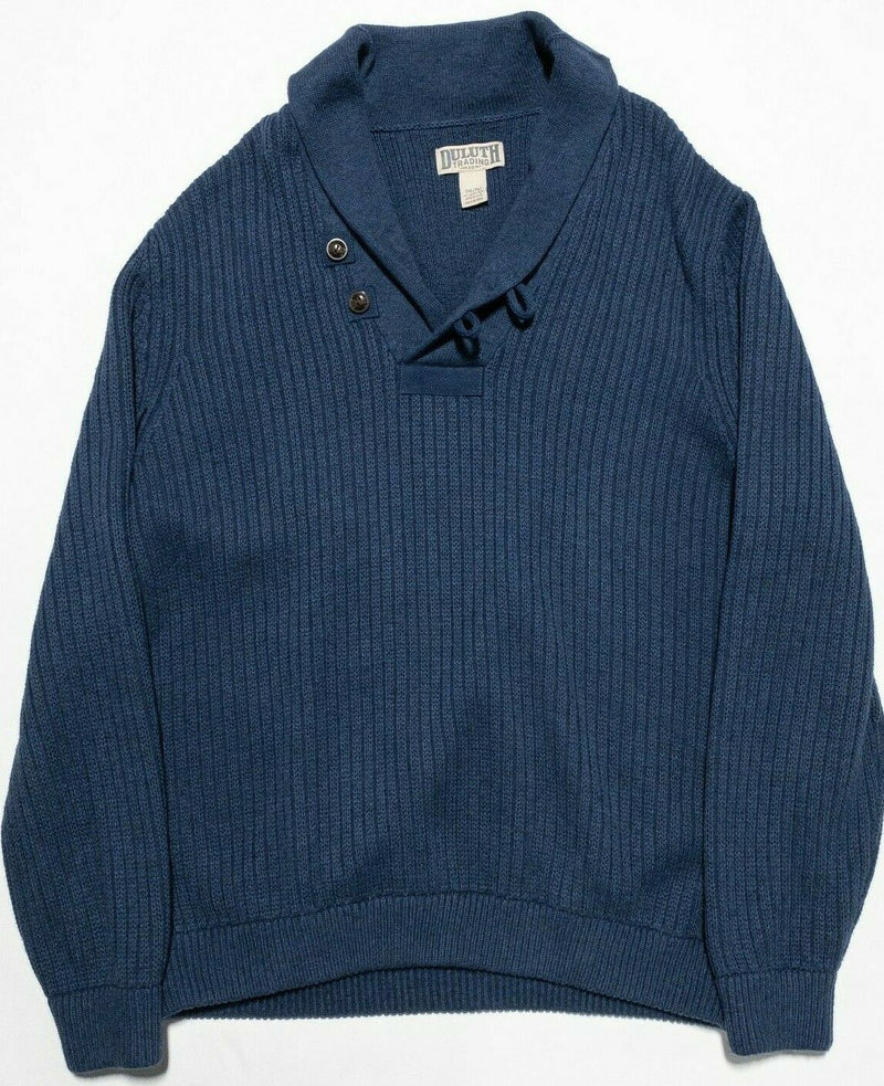 Duluth Trading Co. Men's 2XLT Wool Blend High-Neck Infantry Blue Knit Sweater