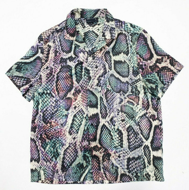 ASOS Design Shirt Medium Men's Colorful Snakeskin Print Short Sleeve Camp