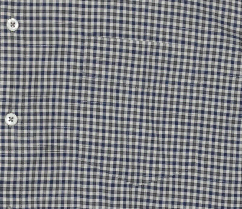 Billy Reid Men's XL Standard Cut Navy Blue Black Check Button-Front Shirt