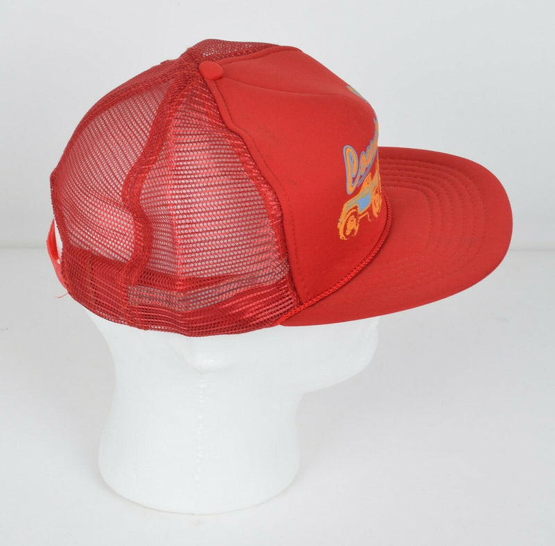 Vtg Country Boy Cadillac Men's Red Pick-Up Truck Snapback Mesh Trucker Hat