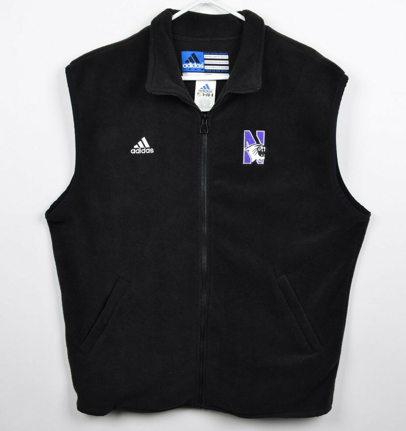 Northwestern Wildcats Men's Large Adidas Team Issue Black Full Zip Fleece Vest