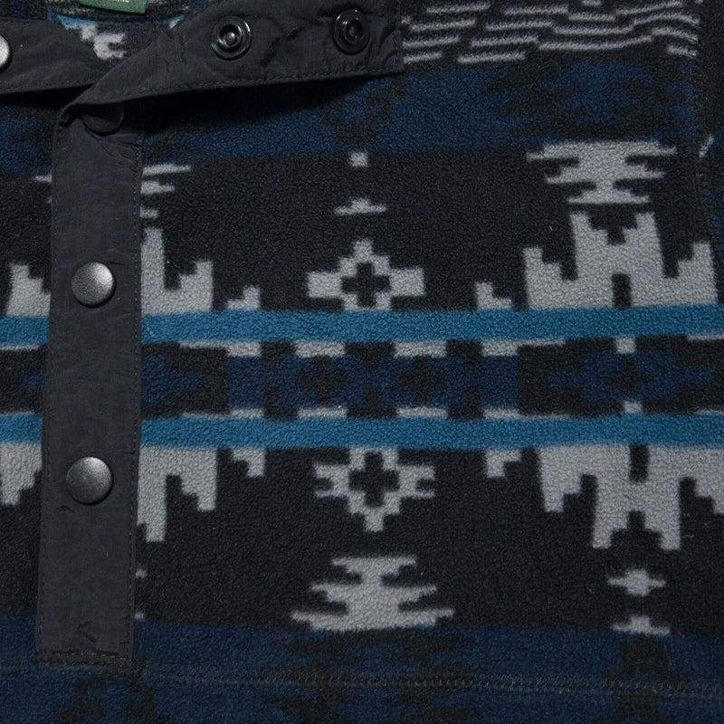 Woolrich Men's Medium Aztec Snap-T Navy Blue Black Fleece Pullover Jacket