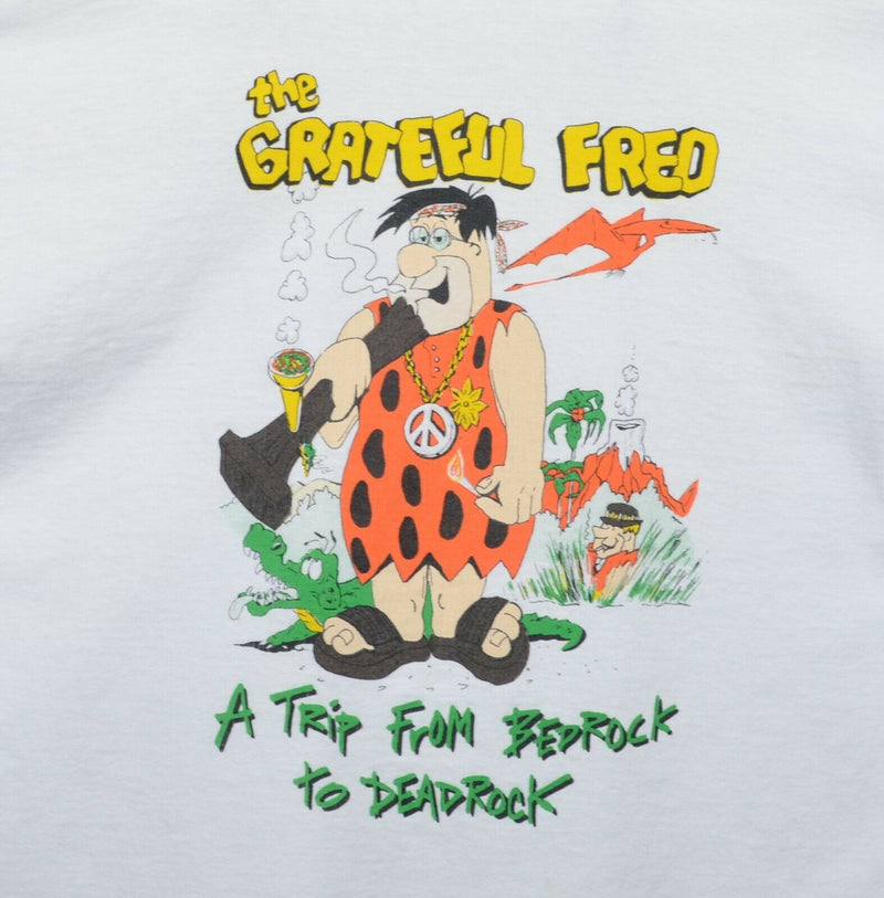 Vtg 90s Grateful Fred Men's XL Flintstone Parody Novelty Funny Graphic T-Shirt