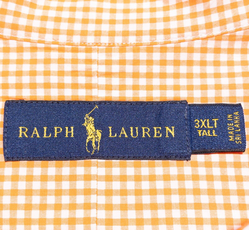 Polo Ralph Lauren Shirt Men's 3XLT Tall Long Sleeve Button-Down Orange Check