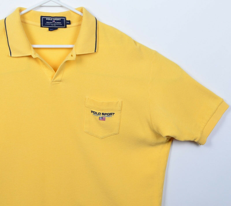 Polo Sport Ralph Lauren Men's 2XL USA Flag Logo Pocket Yellow Polo Shirt
