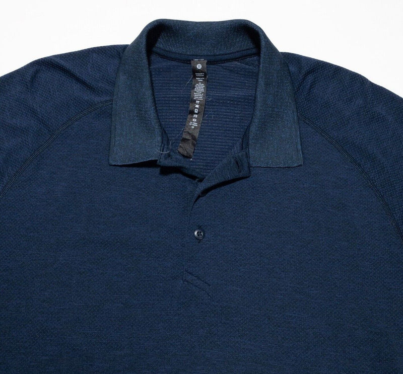 Lululemon Polo XL Men Shirt Navy Blue Metal Vent Tech Wicking Stretch Athleisure