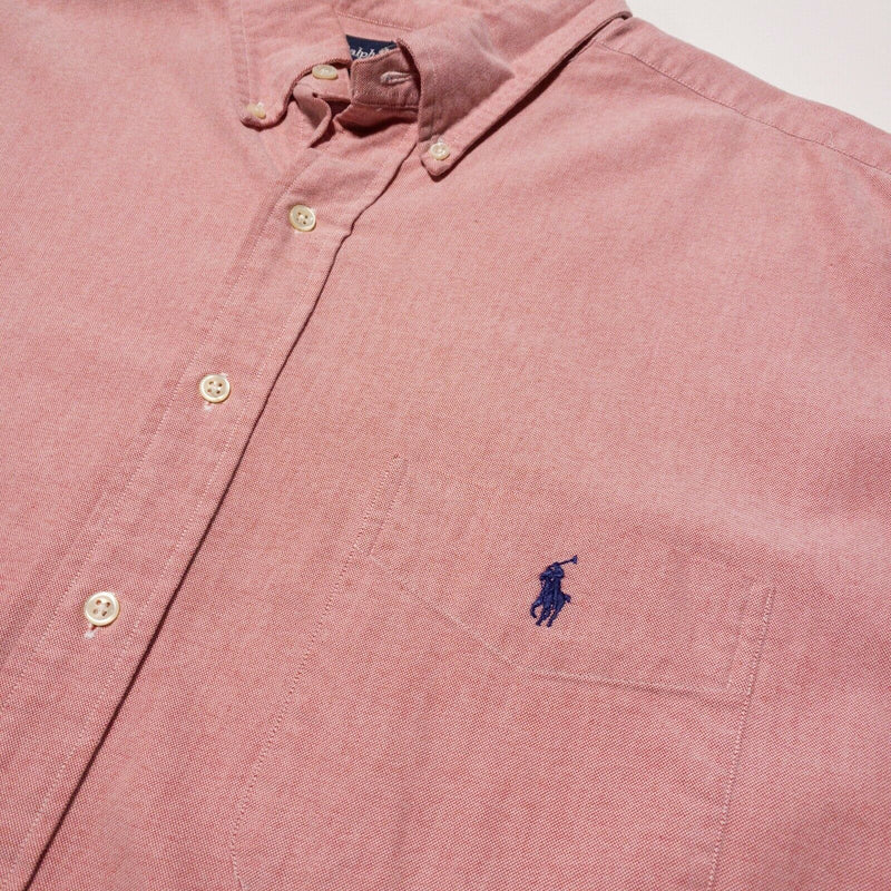 Polo Ralph Lauren Big Shirt 2XL Men's Pink Red Chambray Button-Down Long Sleeve