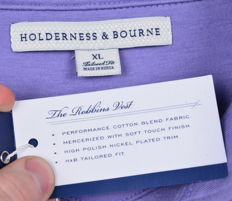 Holderness & Bourne Men's XL Tailored Fit Purple Robbins Vest Golf Sweater