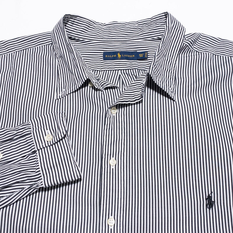 Polo Ralph Lauren Shirt Men 4XLT Tall Button-Down Long Sleeve Stripe Black White