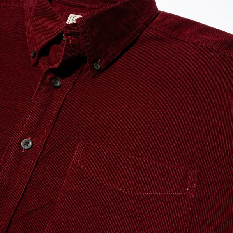 L.L. Bean Corduroy Shirt Maroon Red Long Sleeve Button-Down Men's XL