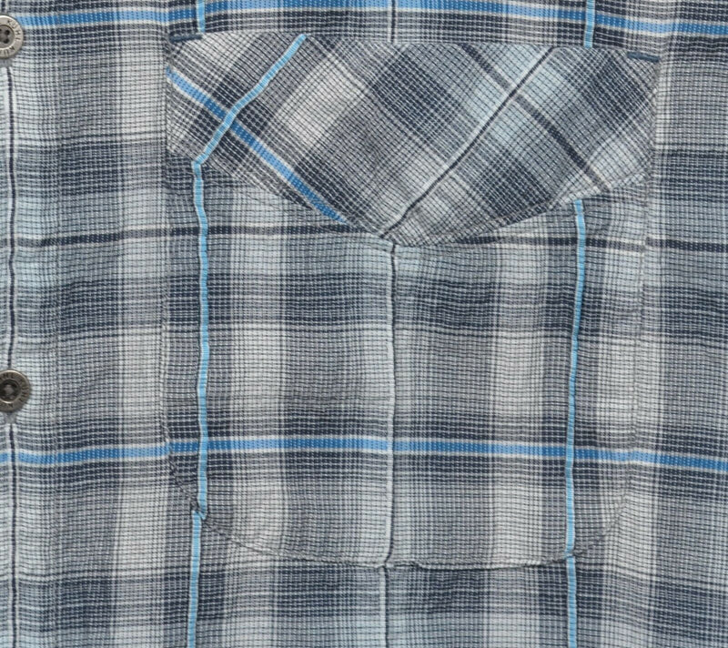 Kuhl Men's Small Blue Gray Plaid Hiking Polyester Cotton Button-Front Shirt