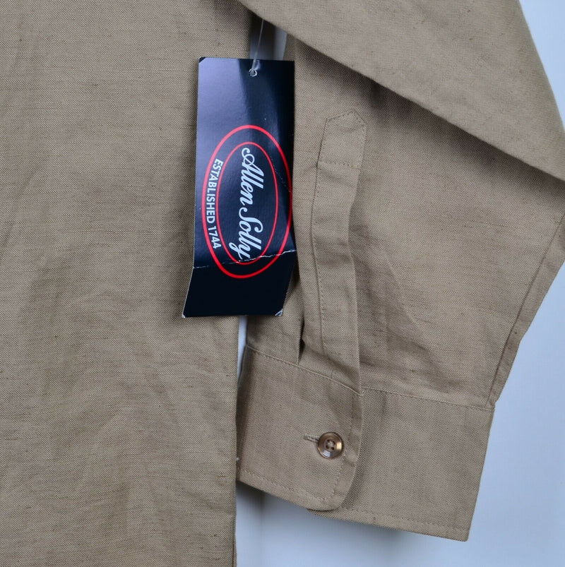 Allen Solly Men's XL 100% Irish Linen Brown/Khaki Button-Front Lounge Shirt