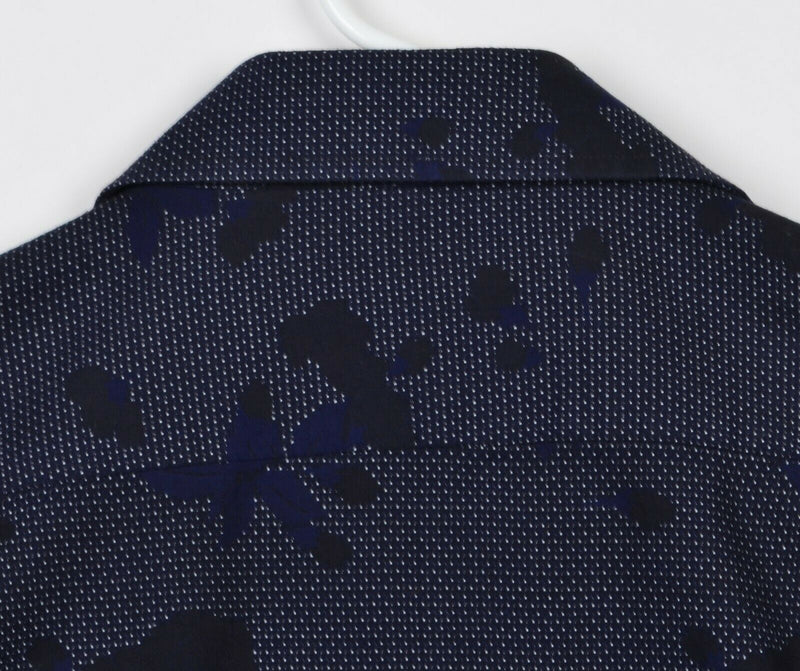 Visconti Uomo Men's XL Flip Cuff Floral Polka Dot Navy Blue Black Designer Shirt