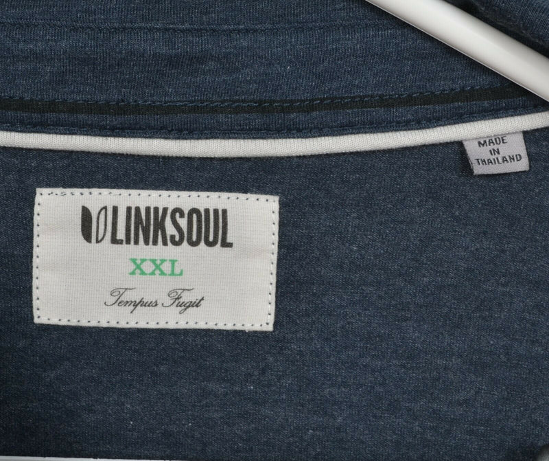 Linksoul Men's 2XL Blue Striped Cotton Poly Lycra Blend Button-Front Shirt