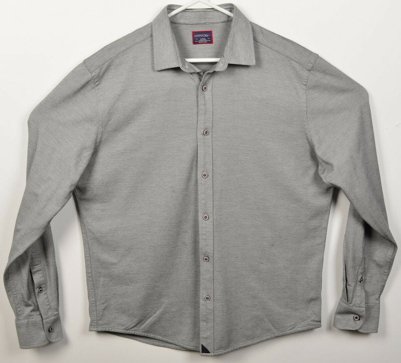 UNTUCKit Men's Large Cotton Coolmax Polyester Blend Gray Button-Front Shirt