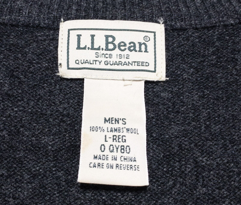 L.L. Bean Sweater Vest Men's Large Lambswool Pullover V-Neck Dark Gray Knit