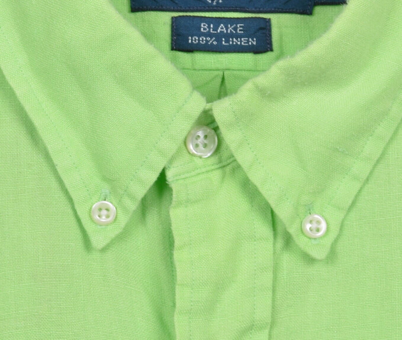 Polo Ralph Lauren Men's 2XL 100% Linen Lime Green "Blake" Button-Down Shirt