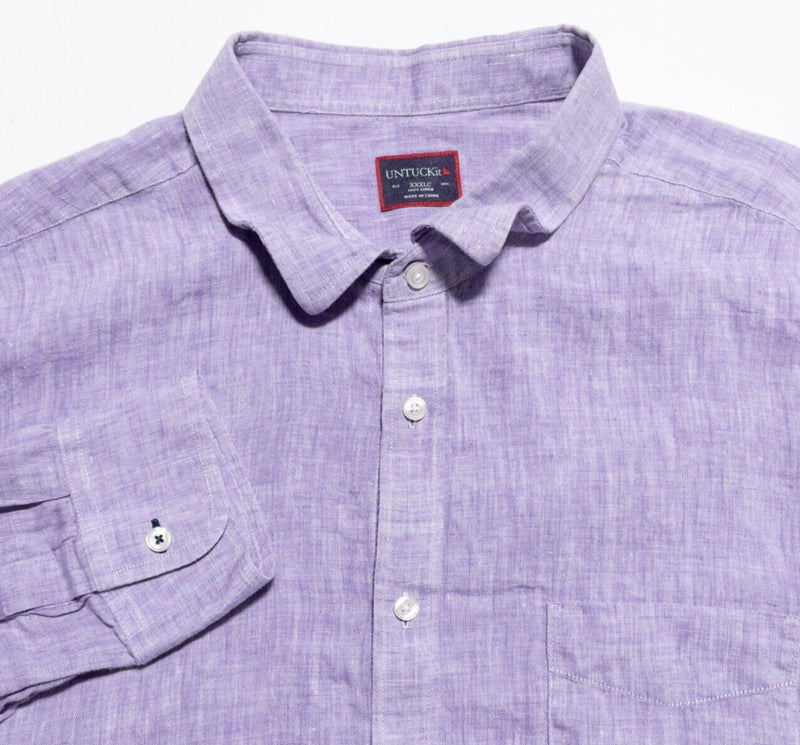 UNTUCKit Linen Shirt 3XLC (4XL) Purple Long Sleeve Button-Front Men's XXXLC