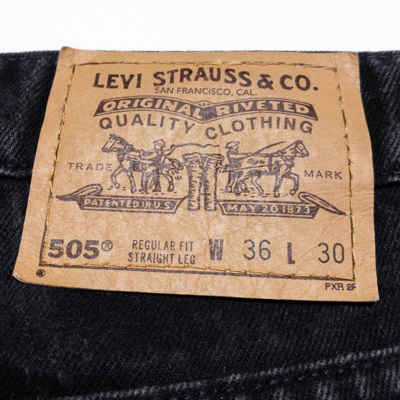 Vintage Levi's 505 Jeans Mens 36x30 Made in USA Black Denim Orange Tab Paper Tag