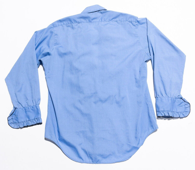 Vintage Delton Ruffle Tuxedo Shirt Men's 16-33 Wedding Prom 70s Mod Blue