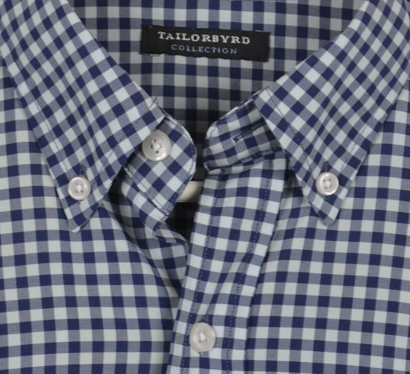 Tailorbyrd Collection Men's Medium Polyester Wicking Blue Gingham Check Shirt