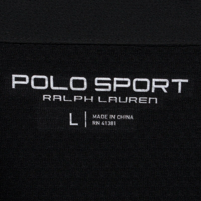 Polo Sport Ralph Lauren Men's Large Black White Snap Polyester Wicking Shirt