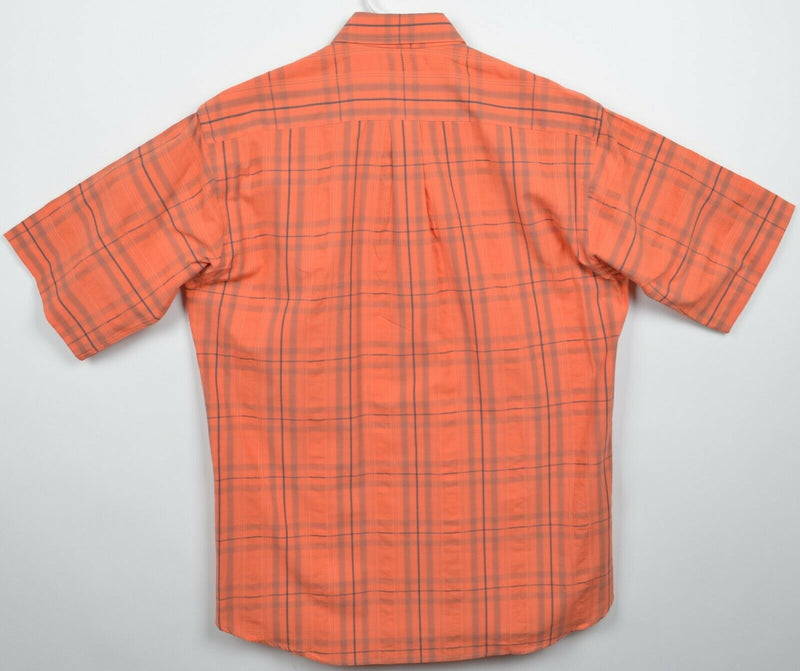 Vintage Gitman Bros Men's Medium Orange Plaid USA Short Sleeve Button-Down Shirt